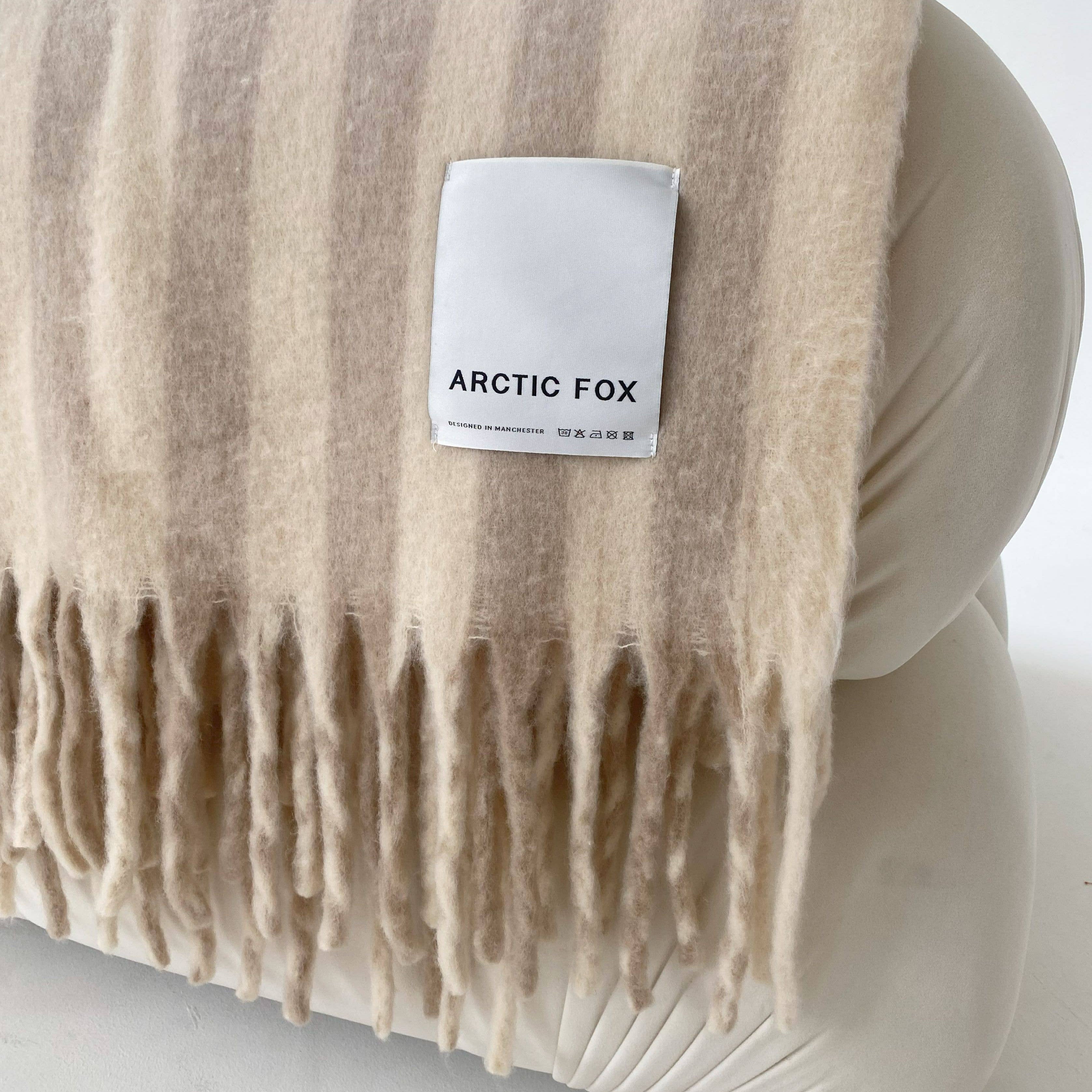 The Wool Stripe Throw - Pale Taupe Stripe