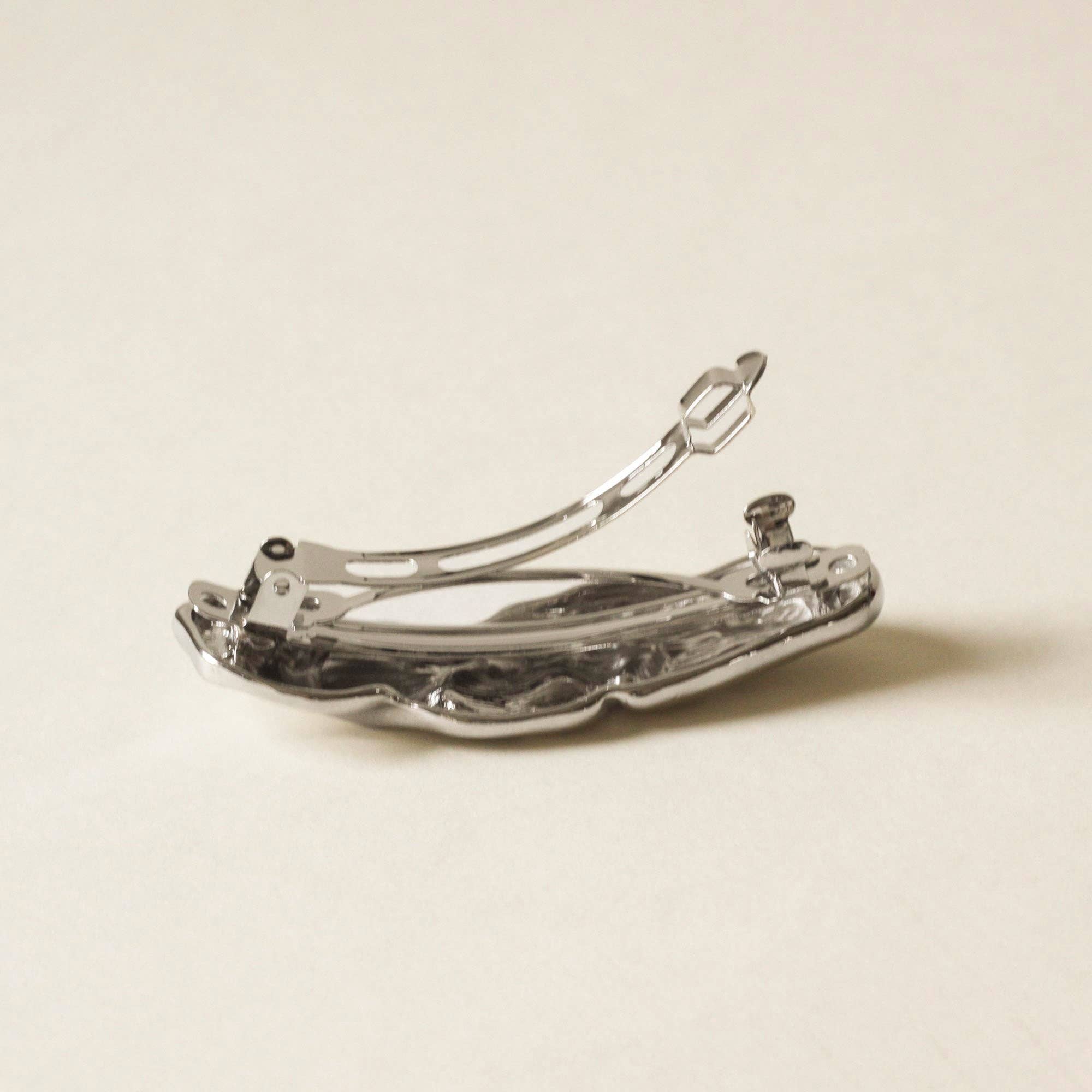 Textured Metal Barrette Hair Clip | Silver