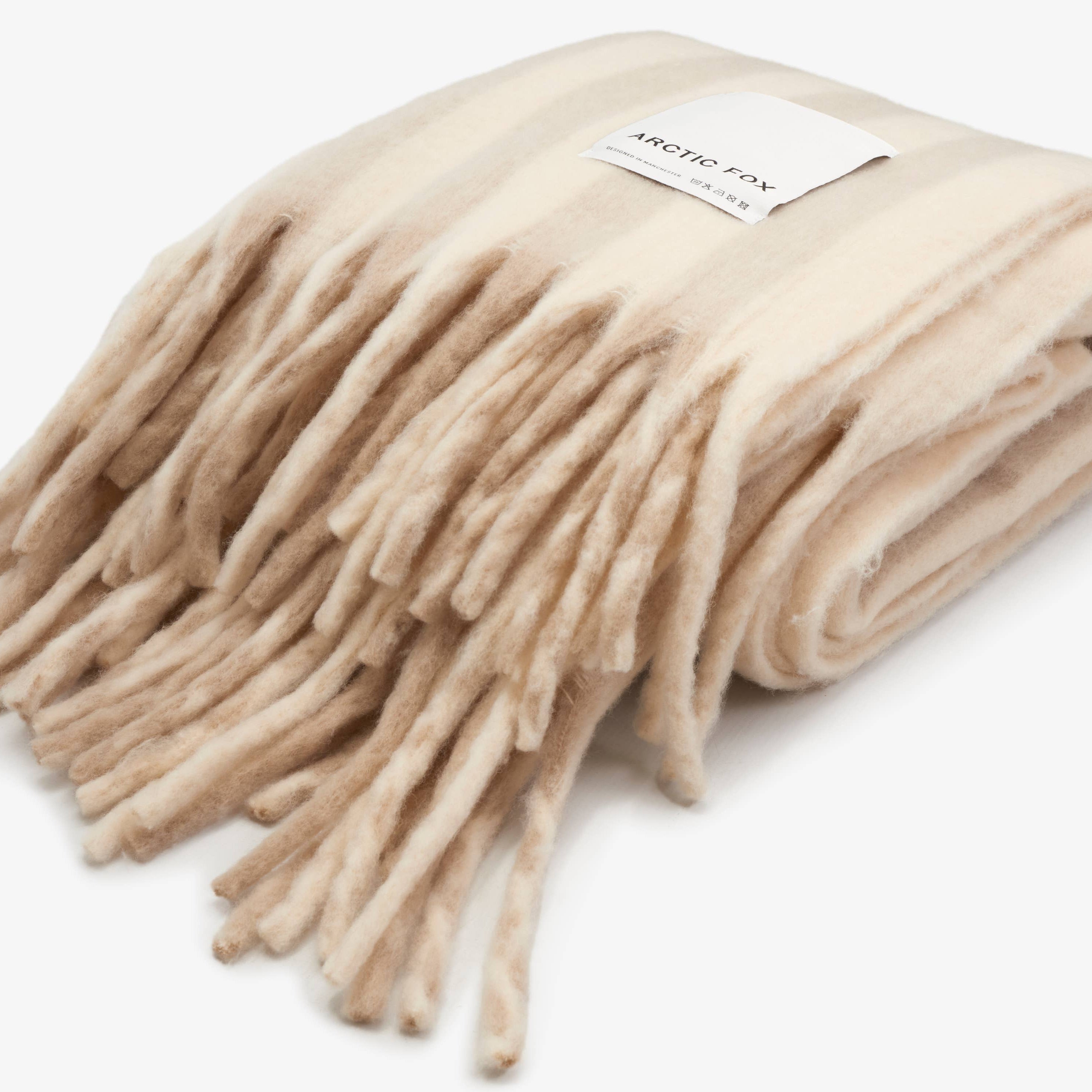 The Wool Stripe Throw - Pale Taupe Stripe
