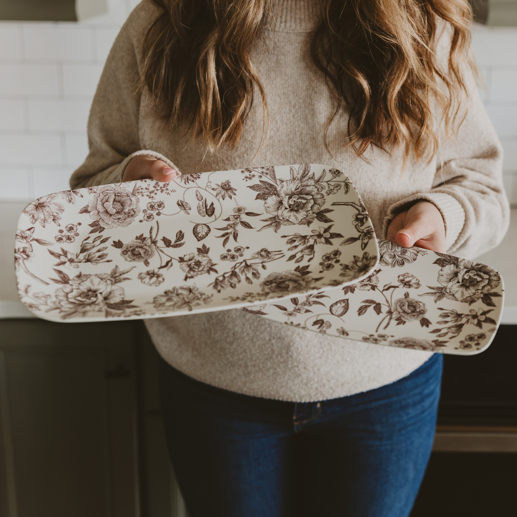 Brown Delft Melamine Tray