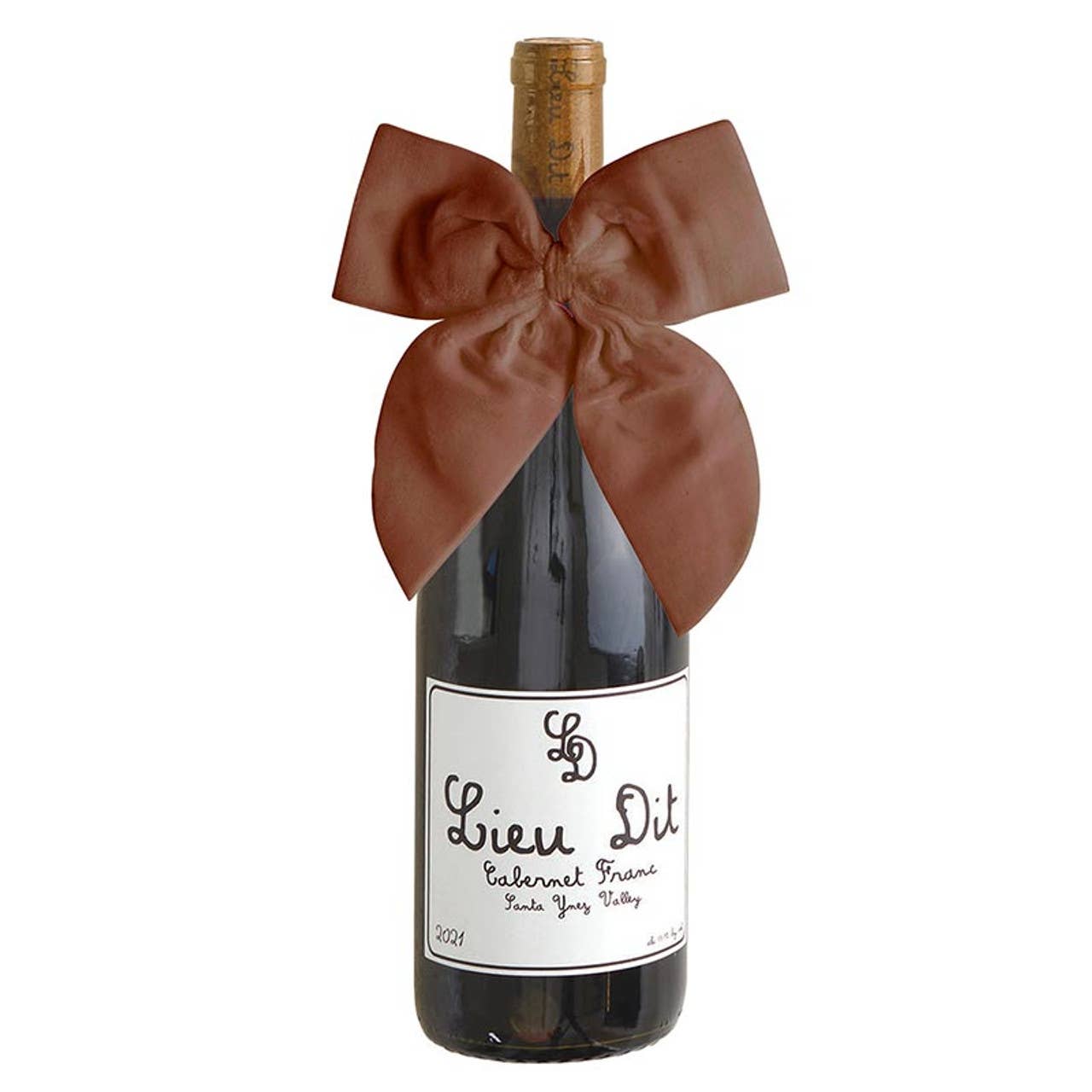 Velvet Wine Bottle Bow - Light Brown