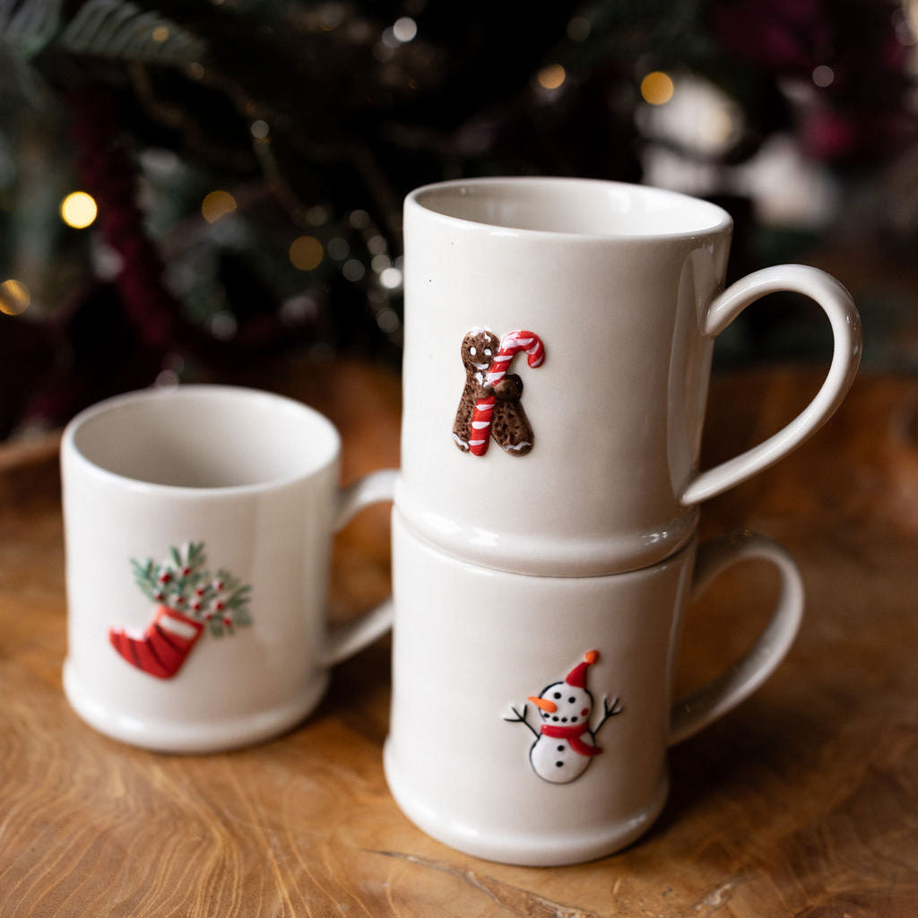 3 stoneware children's Christmas mugs
