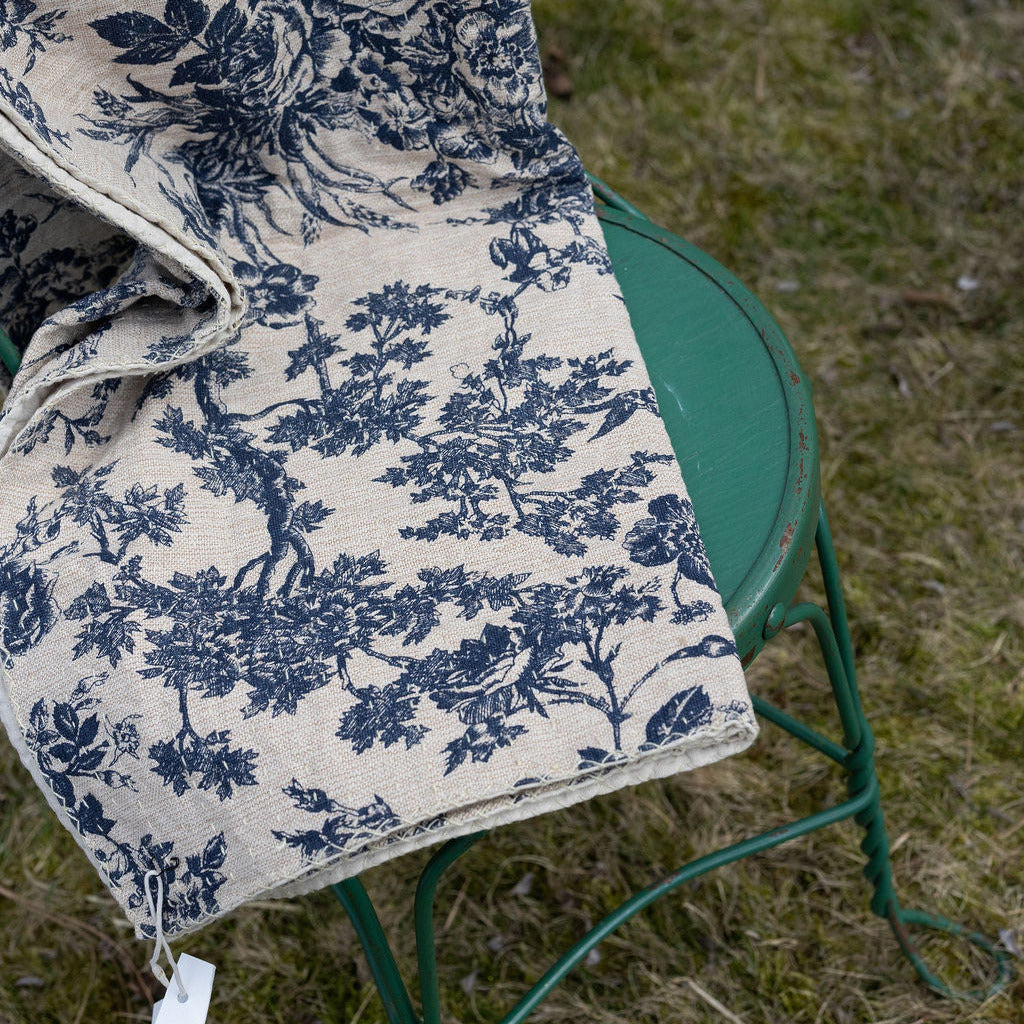 Cotton Chambray Throw with Toile Pattern