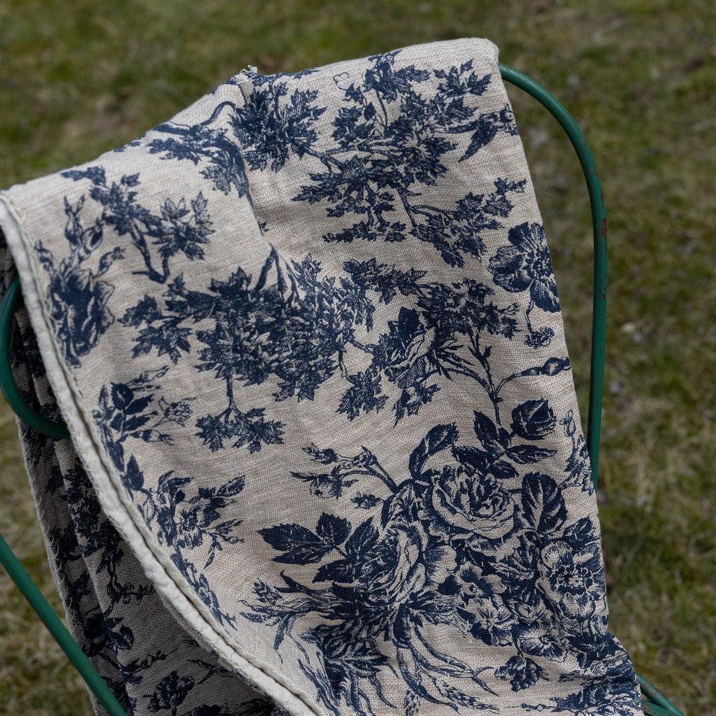 Cotton Chambray Throw with Toile Pattern