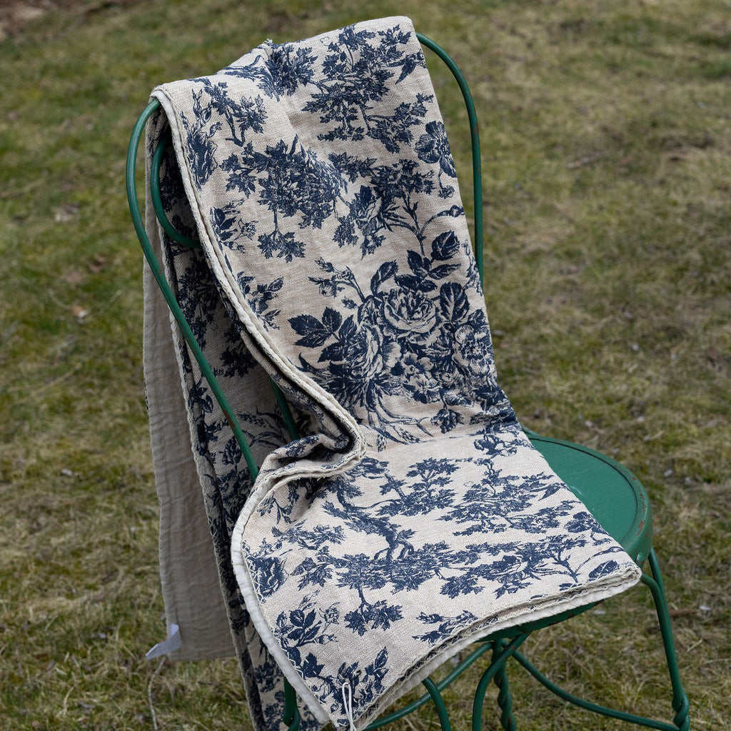 Cotton Chambray Throw with Toile Pattern