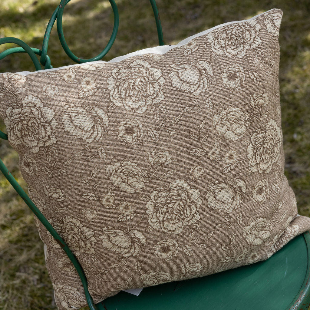 18in Sepia Floral Pillow