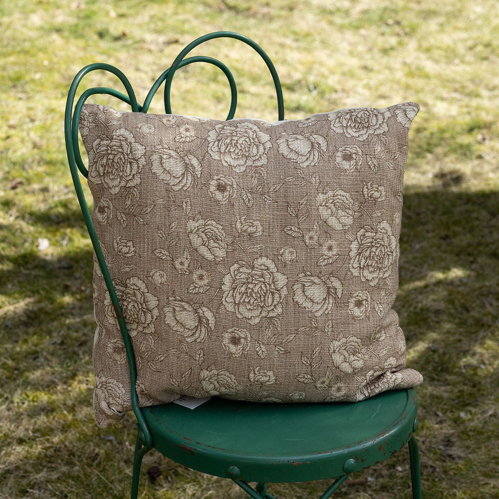 18in Sepia Floral Pillow