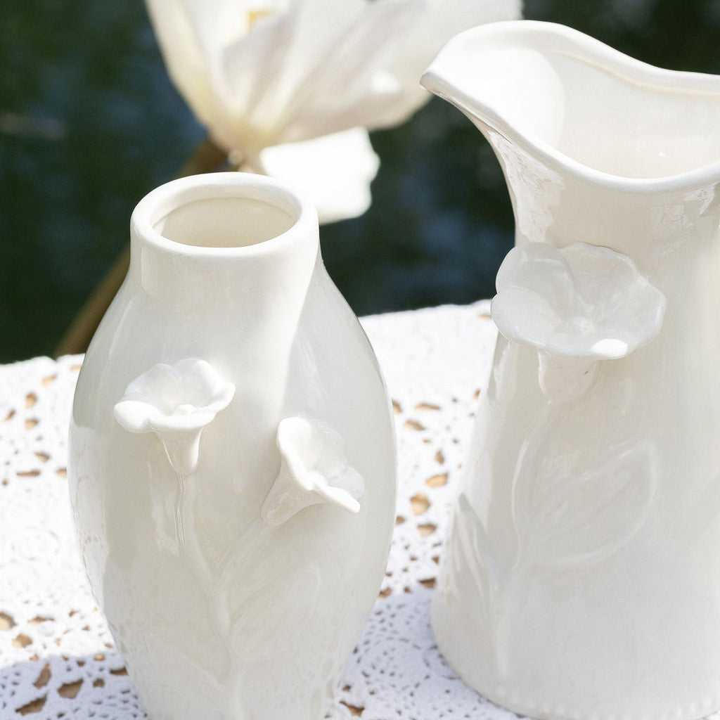 White Flower Pitcher
