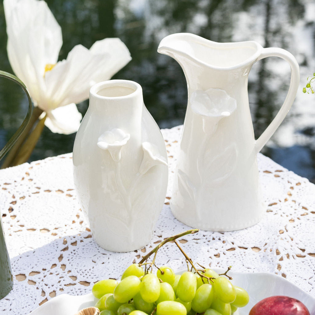 White Flower Pitcher