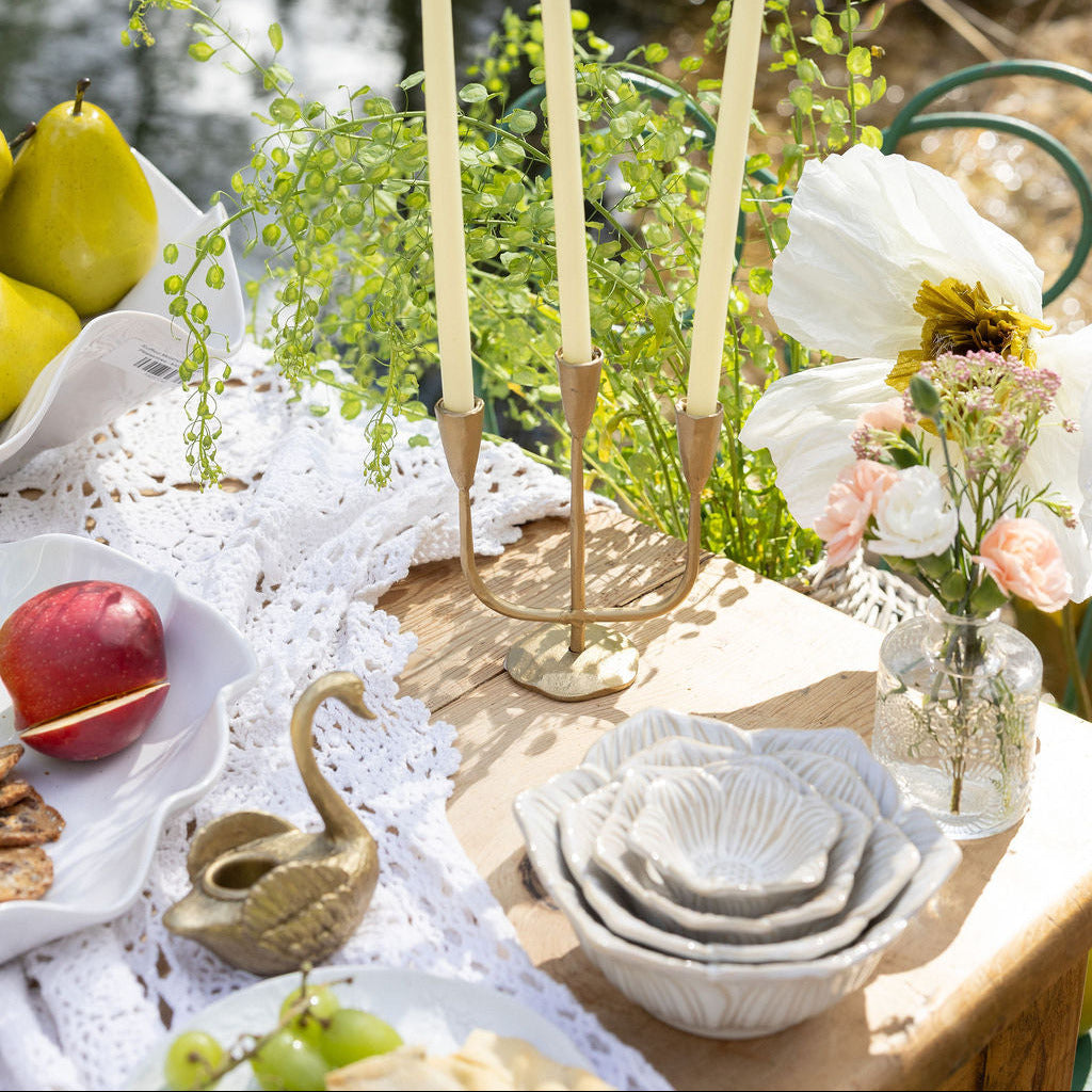 Stoneware Flower Bowls