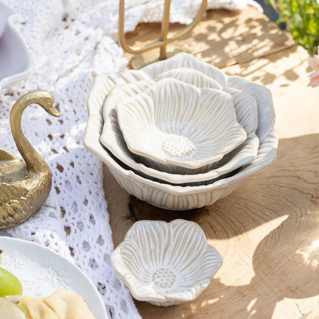 Stoneware Flower Bowls