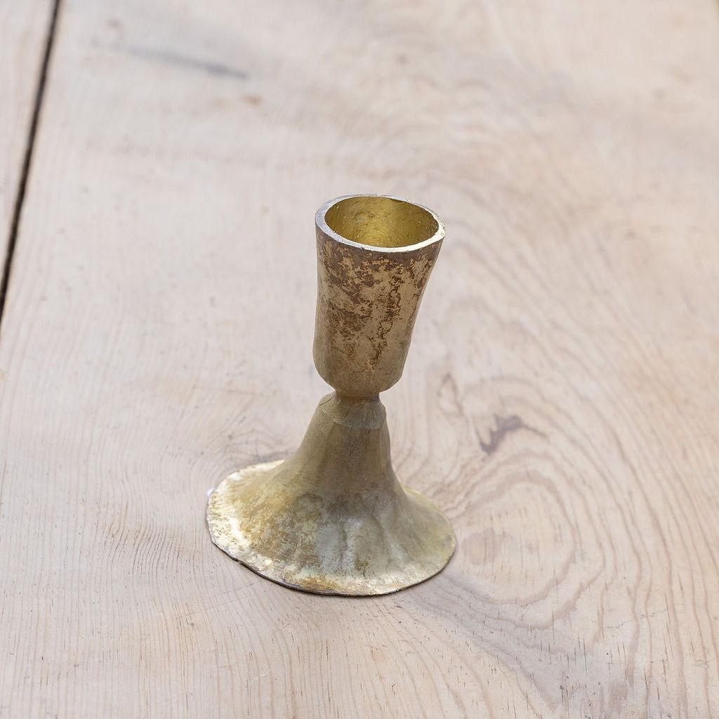 Gold Hammered Candle Holder