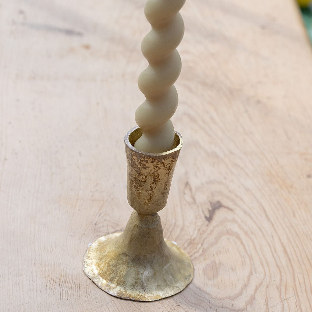 Gold Hammered Candle Holder