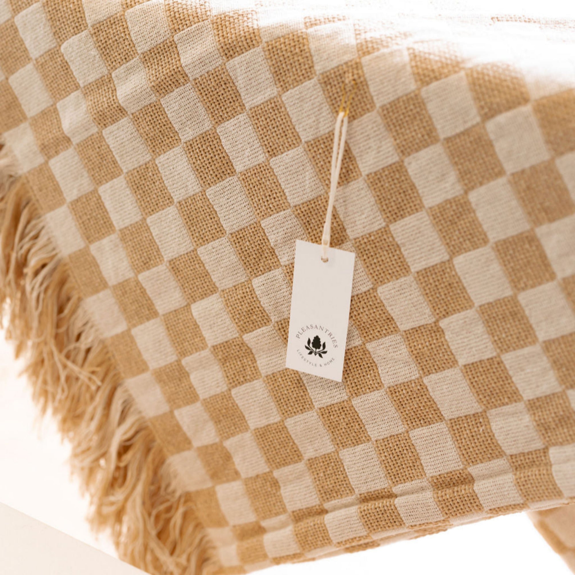 Tan Checkered Blanket