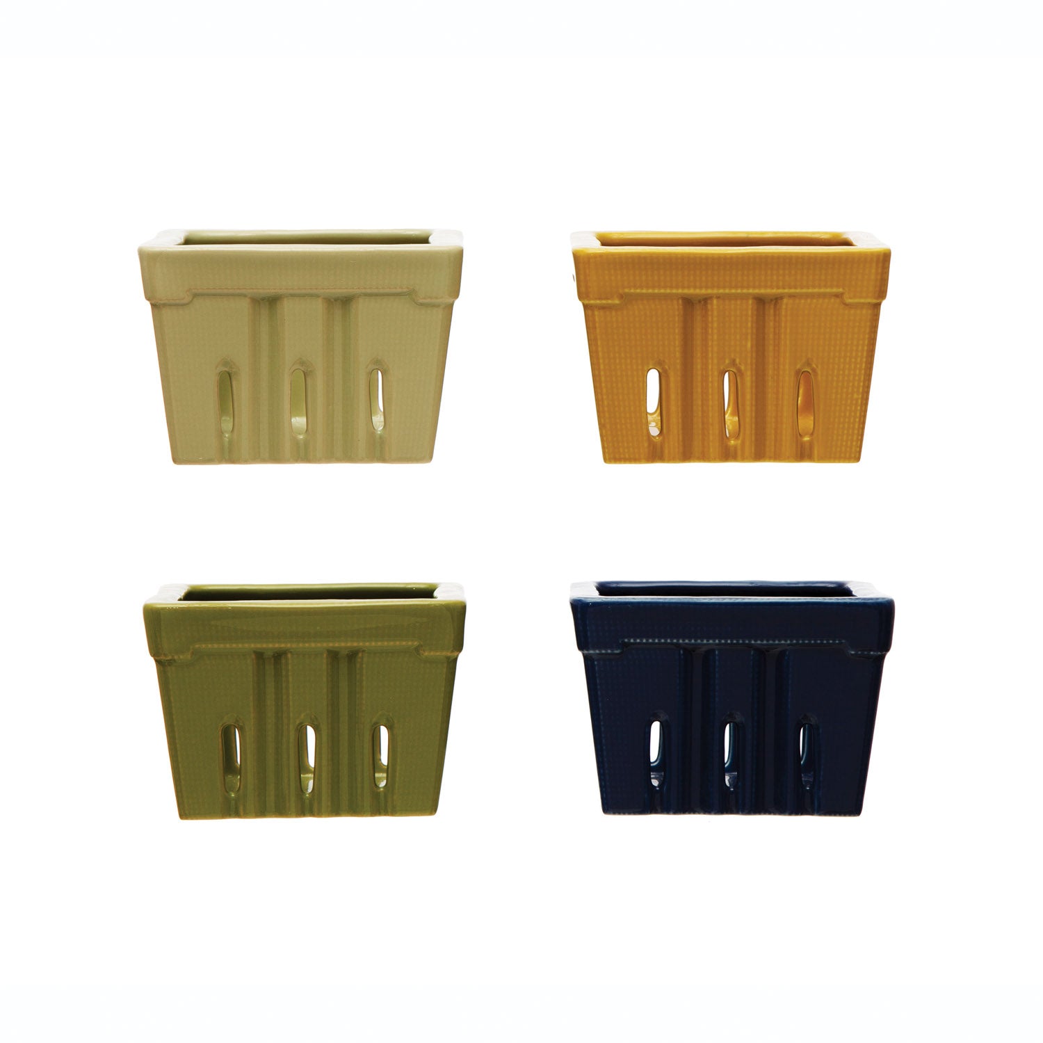 Textured Stoneware Berry Basket, Matte Finish, 4 Colors