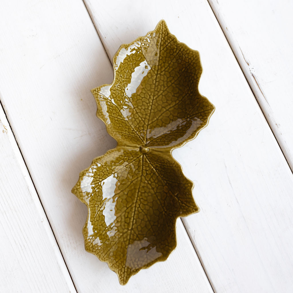 Ceramic Maple Leaf Double Dish