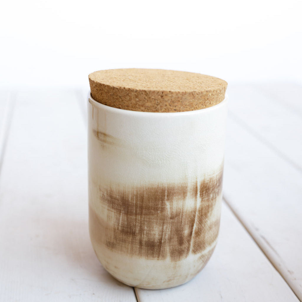 Stoneware Jar with Cork Lid