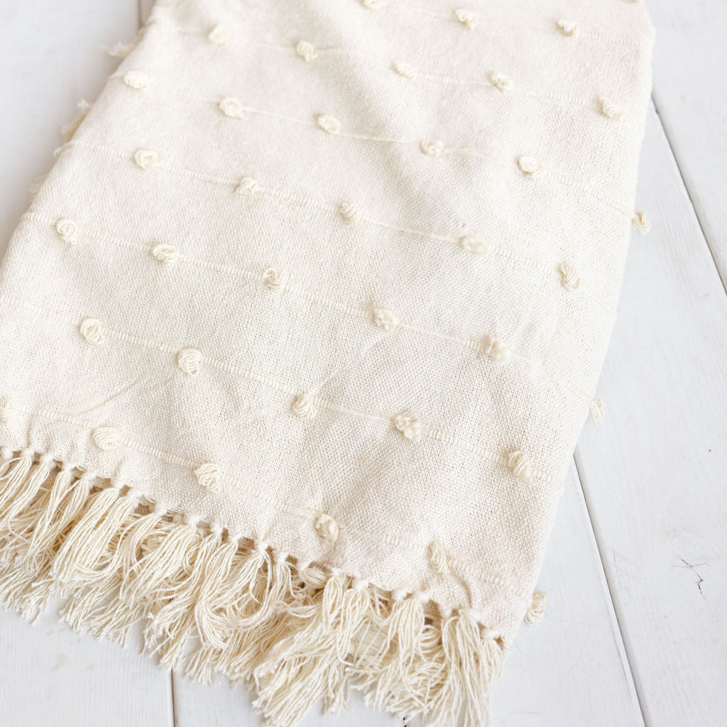 Cream Pom Throw
