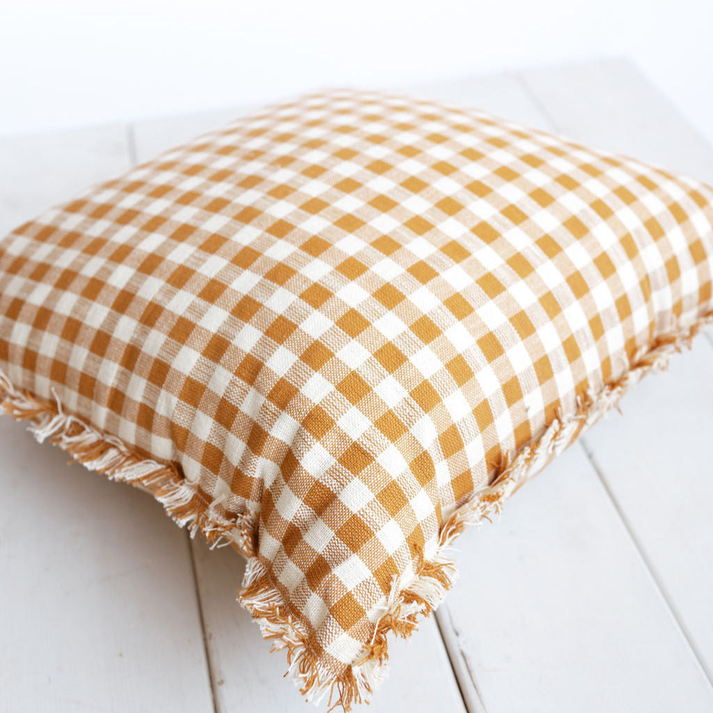 Rust and Cream Check Pillow