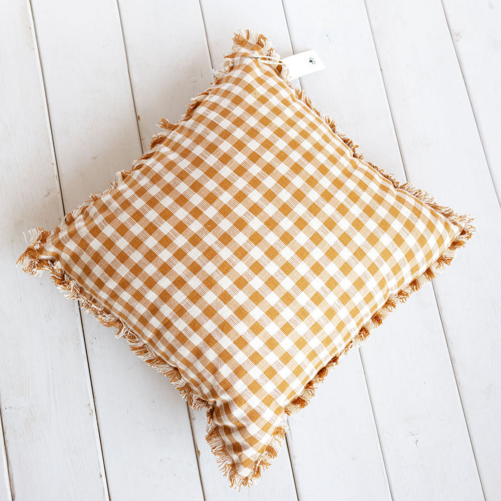 Rust and Cream Check Pillow