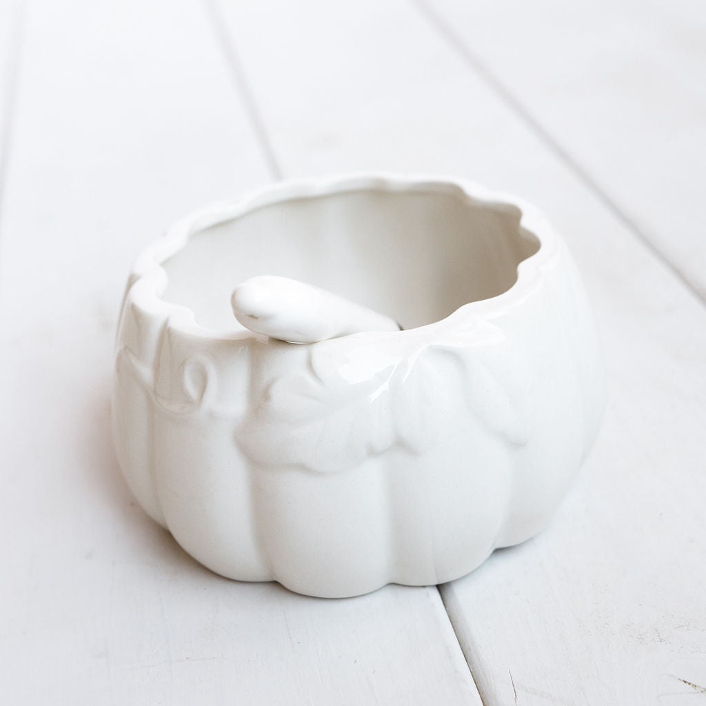 Ceramic Pumpkin Bowl w/ Knife