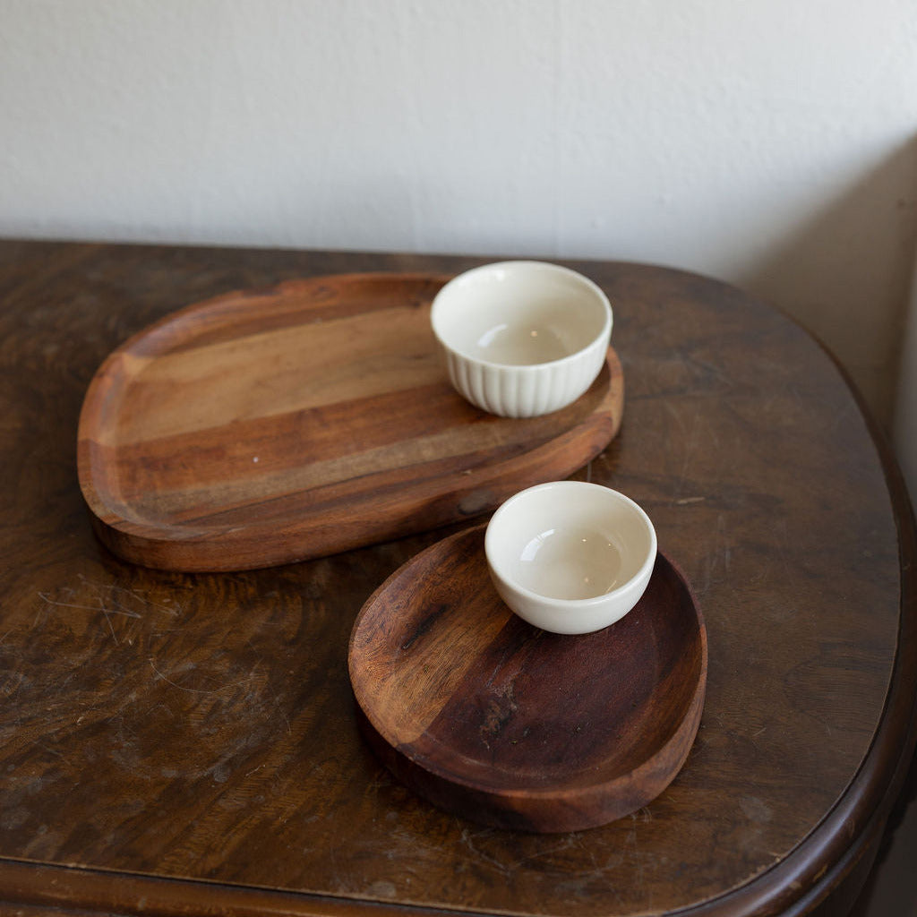 Large Acacia Wood Tray with Bowl