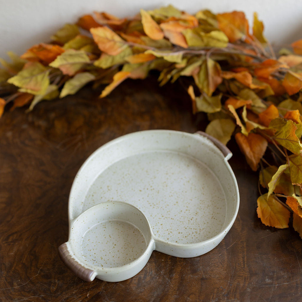 Stoneware Chip and Dip Dish