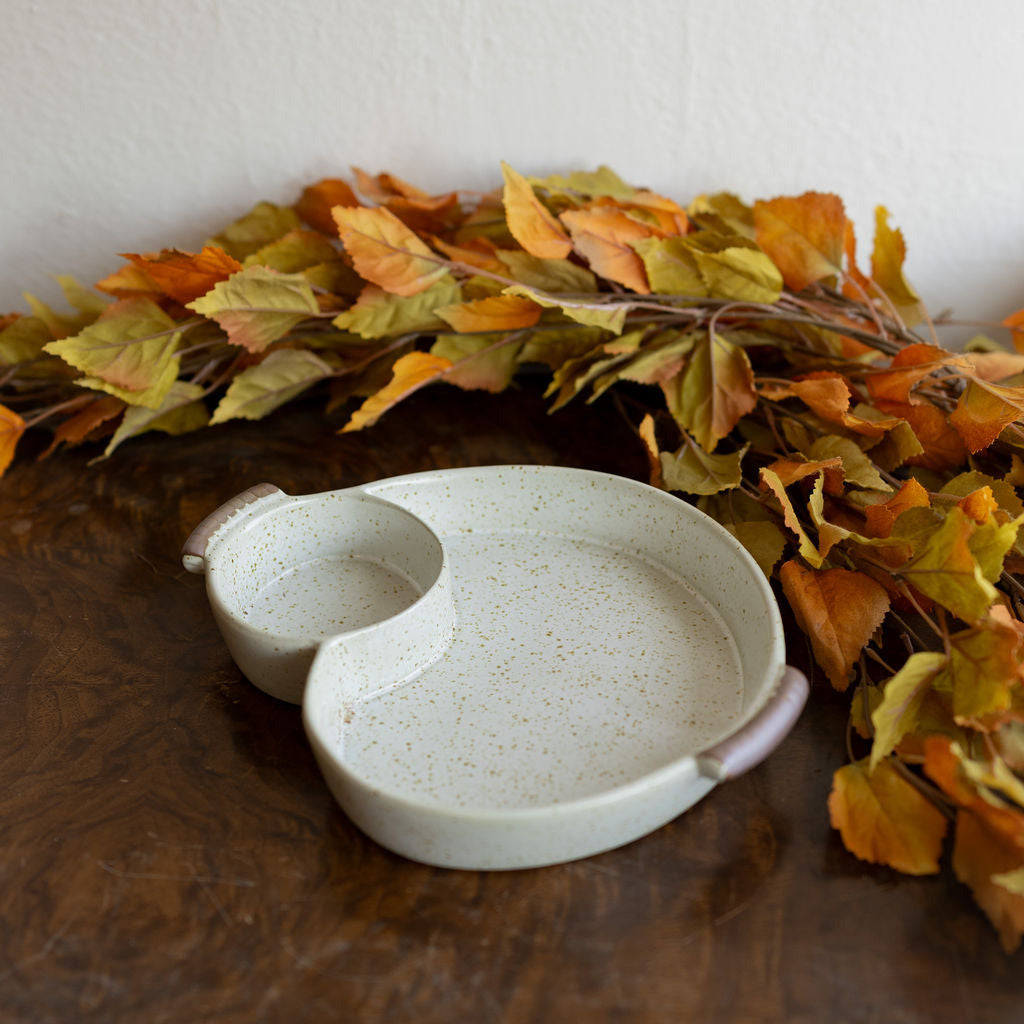 Stoneware Chip and Dip Dish