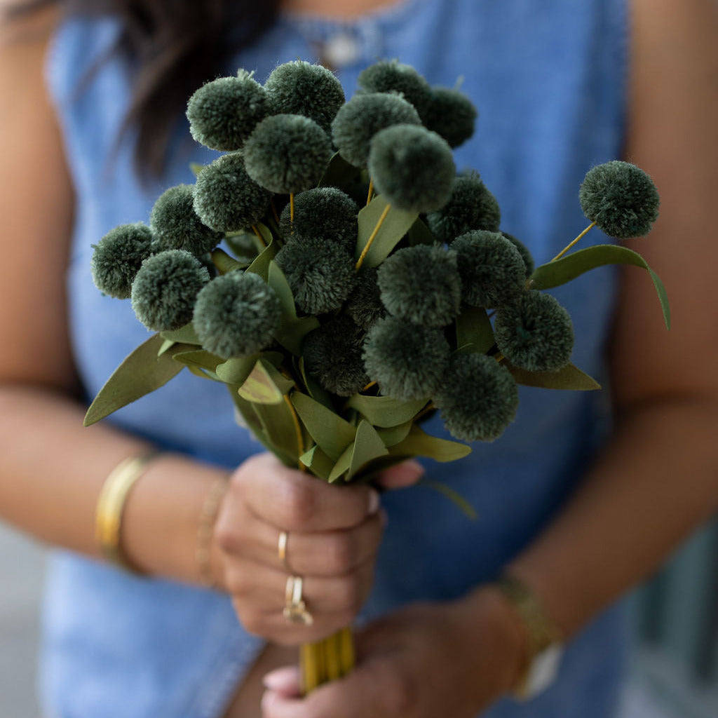 13in Green PomPom Pick