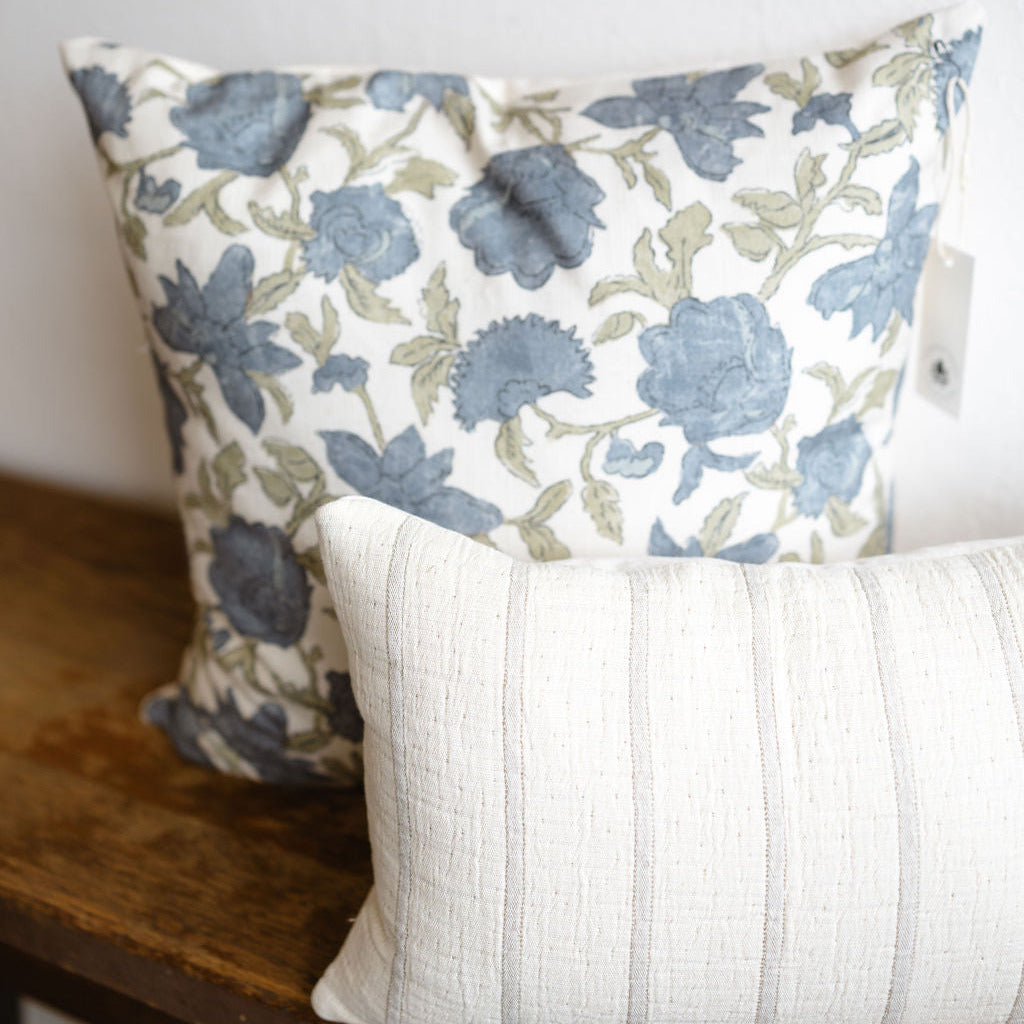 Dusty Blue Floral Pillow