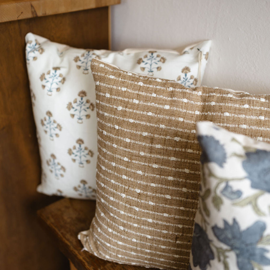 Camel and Cream Stripe Pillow