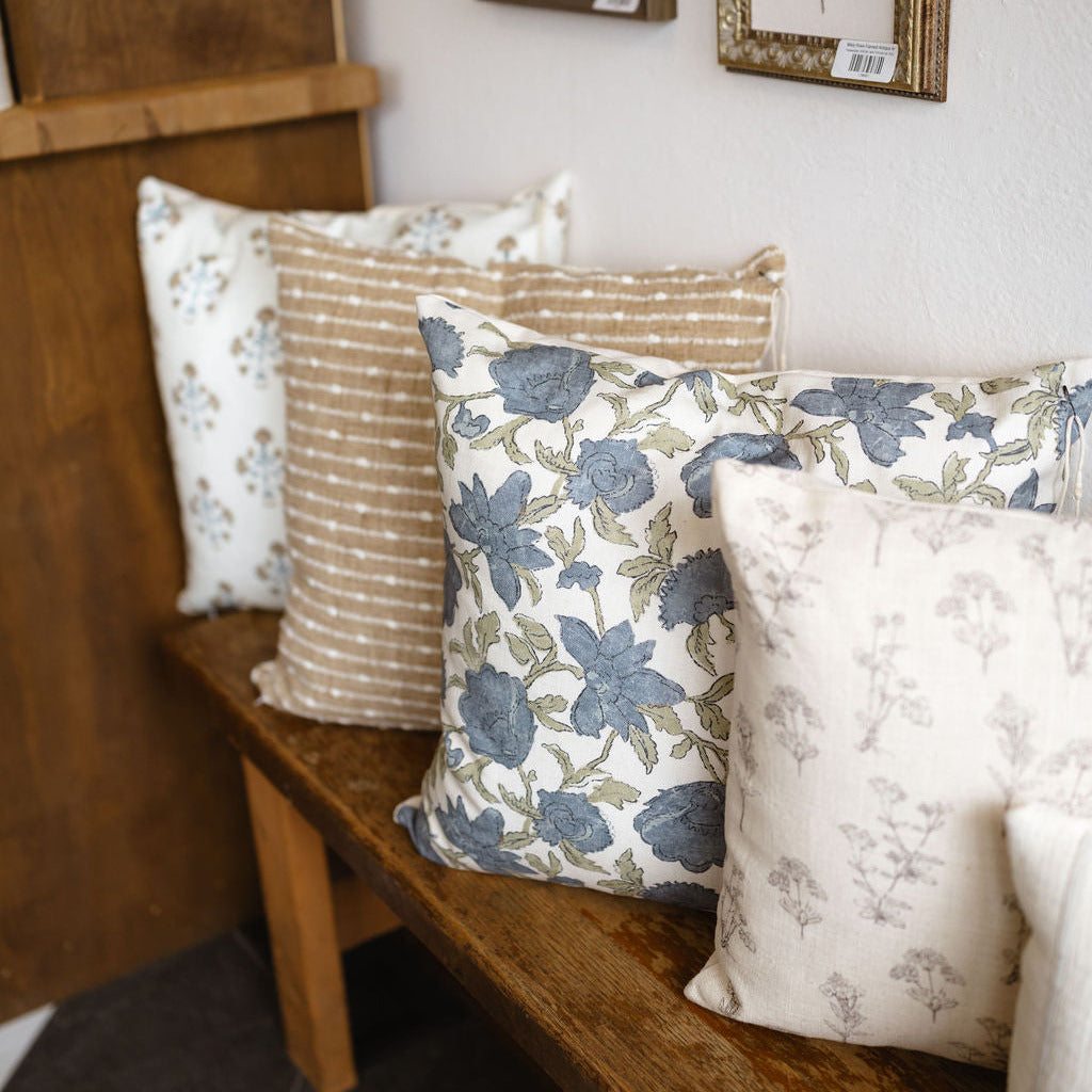 Dusty Blue Floral Pillow