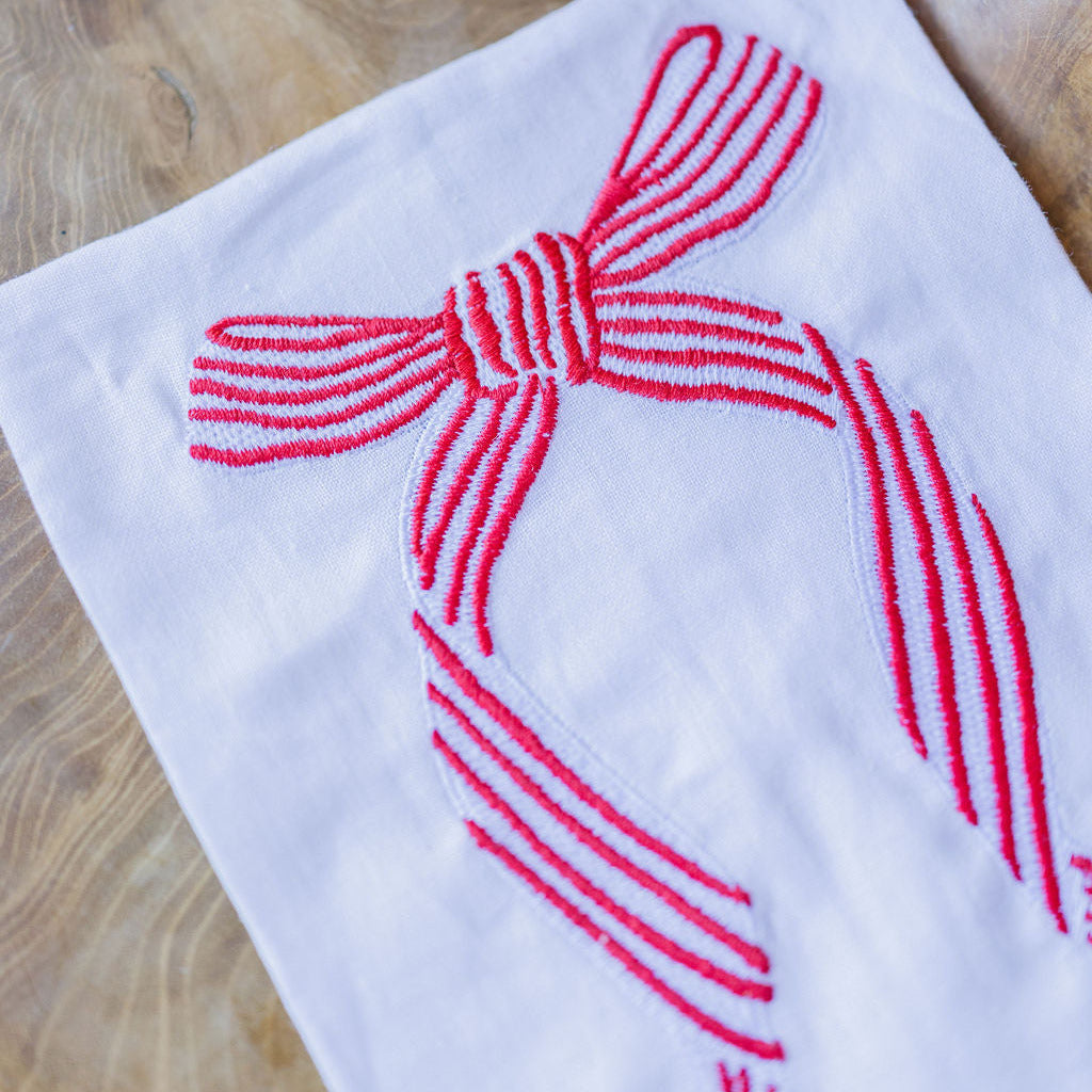 Embroidered Bow Towel