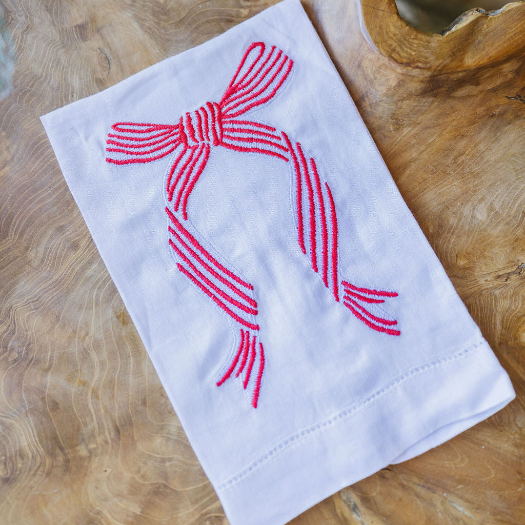 Embroidered Bow Towel