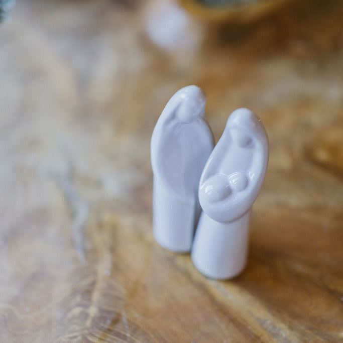 Stoneware Holy Family, Set of 2