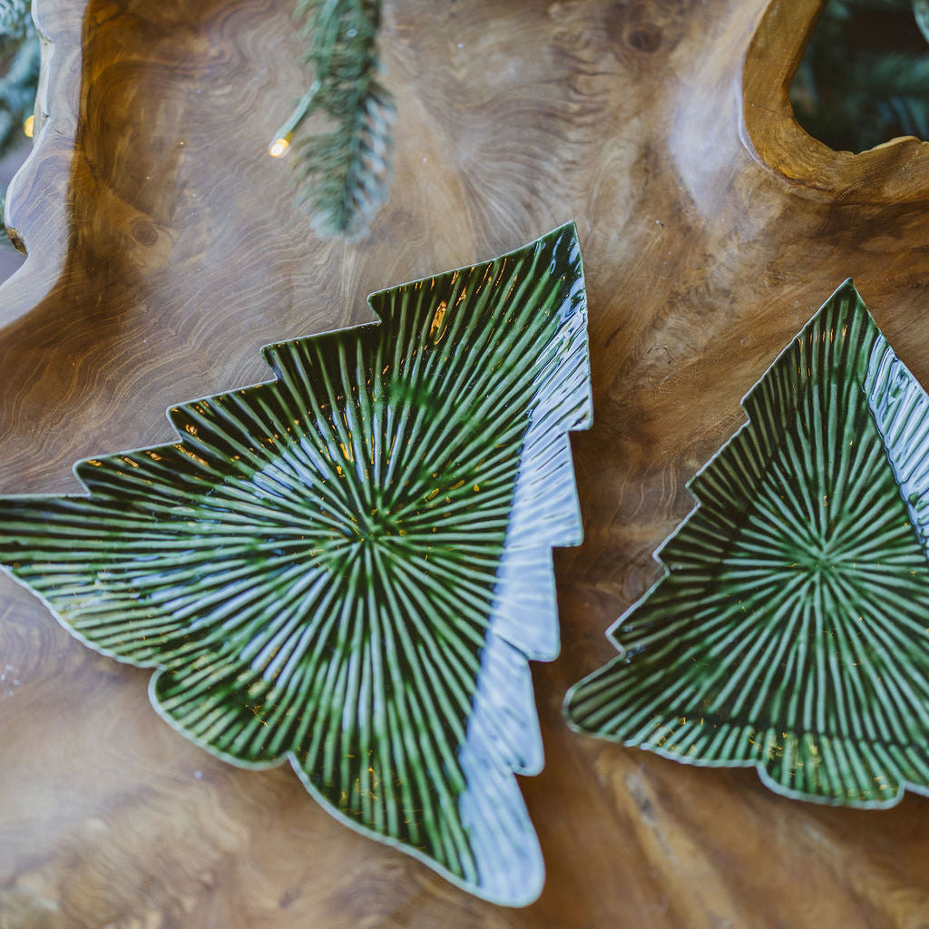 Enameled Metal Tree Trays, Set of 2