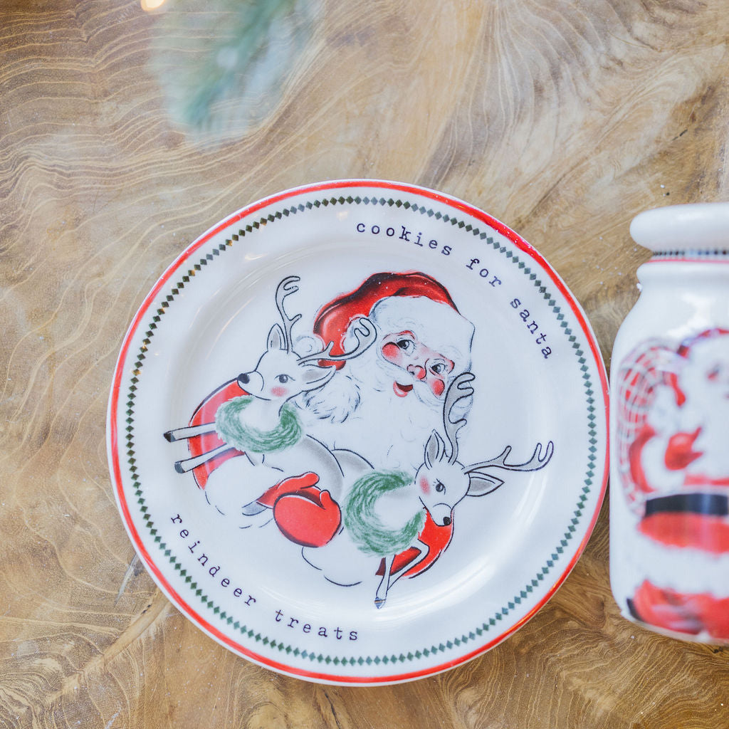 Vintage Santa Milk and Cookie Set