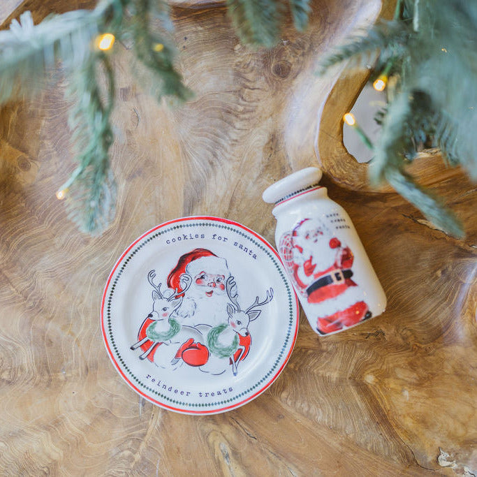 Vintage Santa Milk and Cookie Set