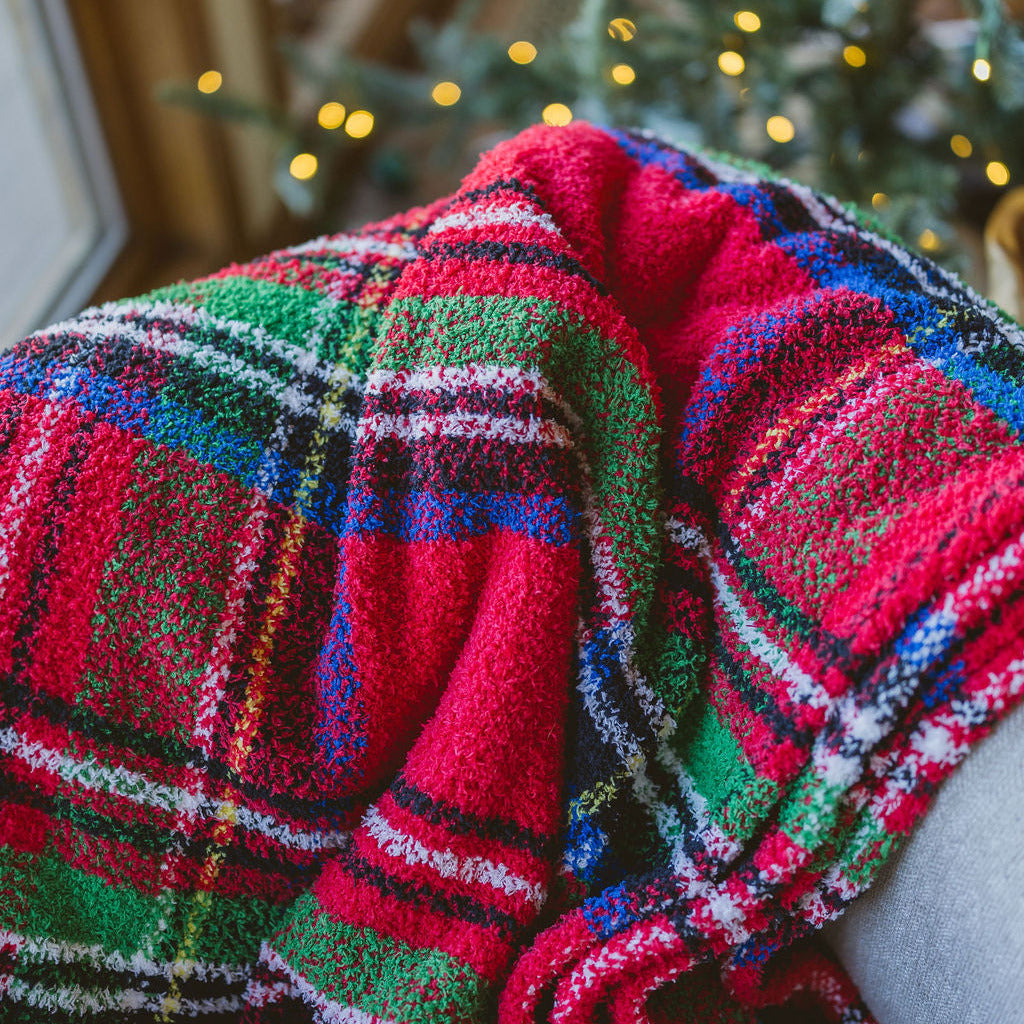 Red Tartan Chenille Blanket