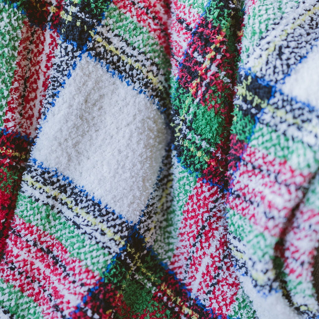 White Tartan Plaid Blanket
