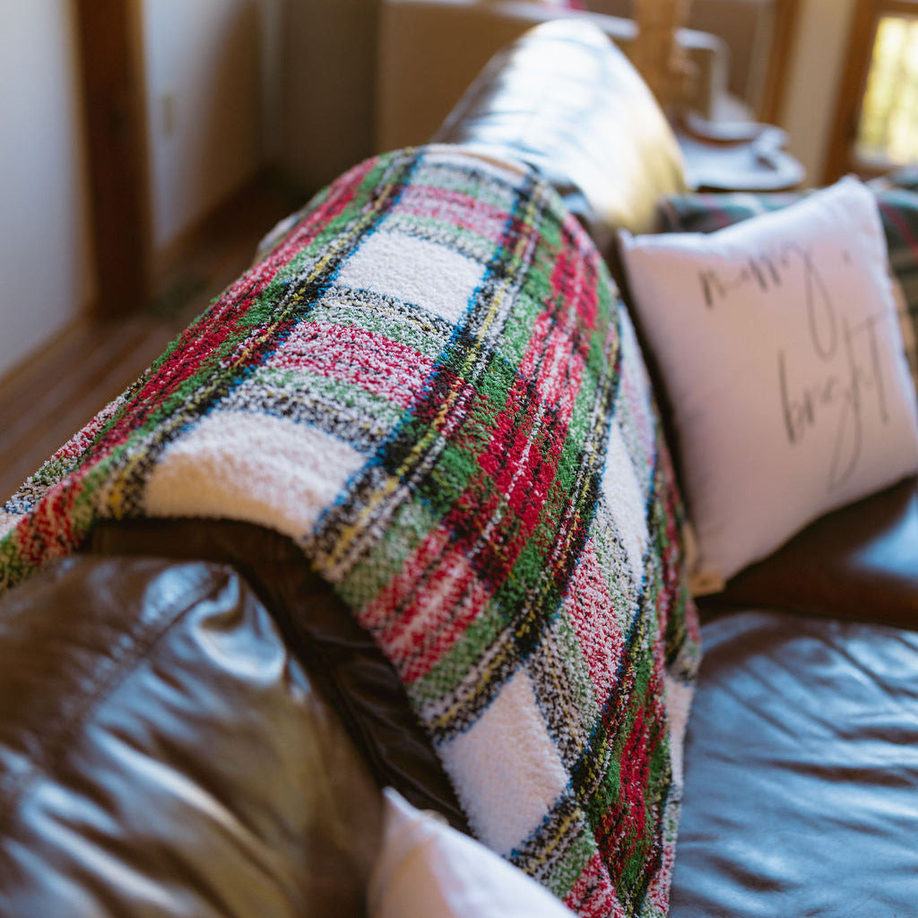 White Tartan Plaid Blanket