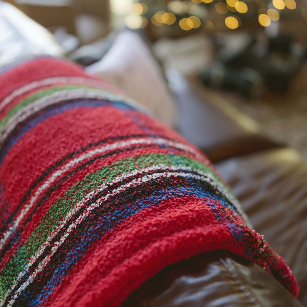 Red Tartan Chenille Blanket