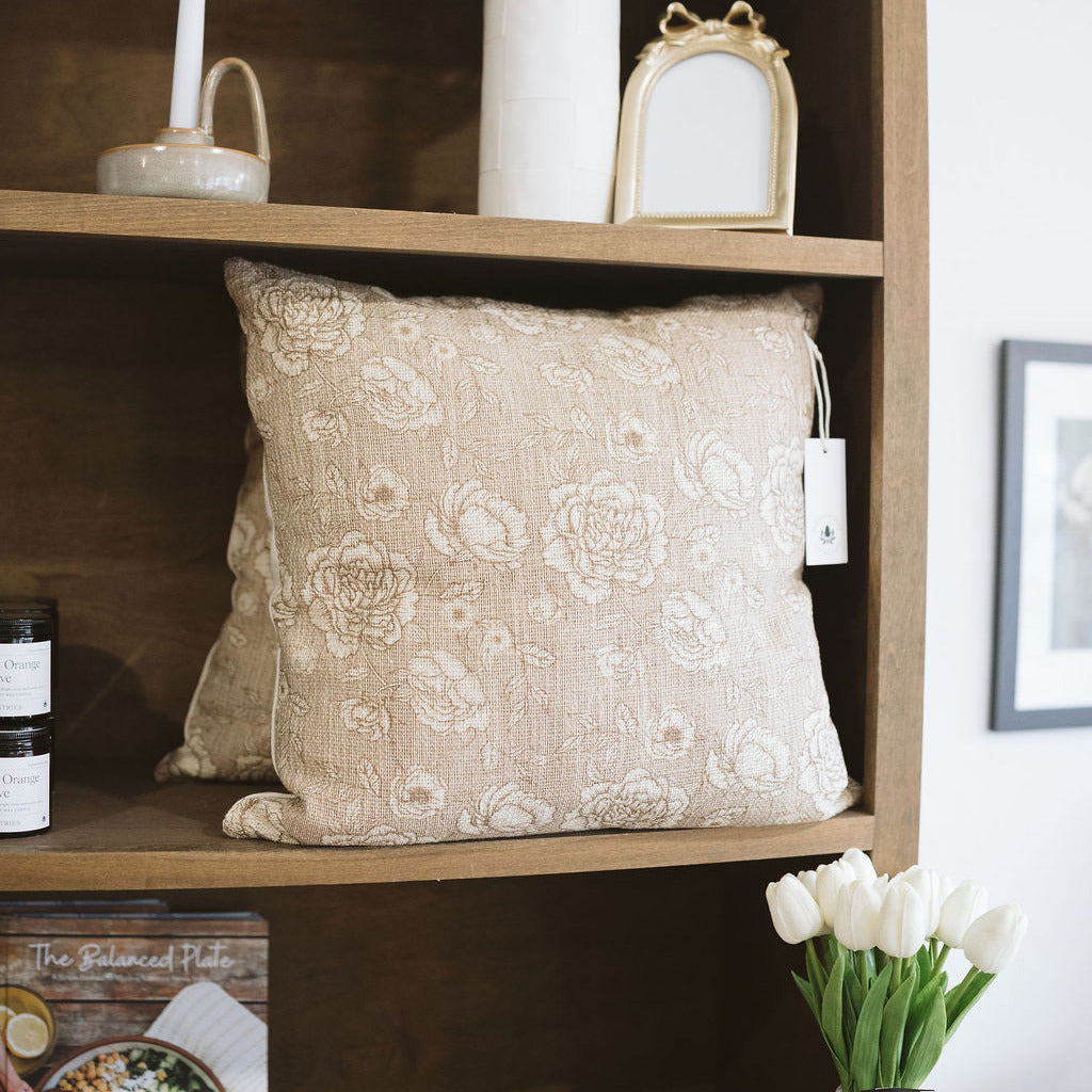 18in Sepia Floral Pillow