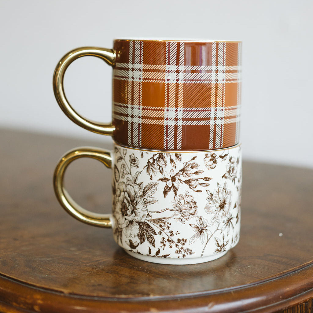 Brown Floral Coffee Mug