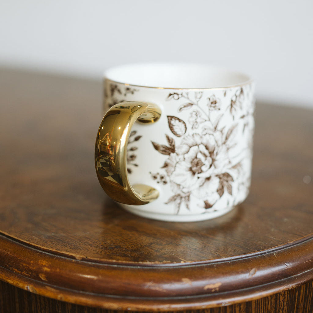Brown Floral Coffee Mug